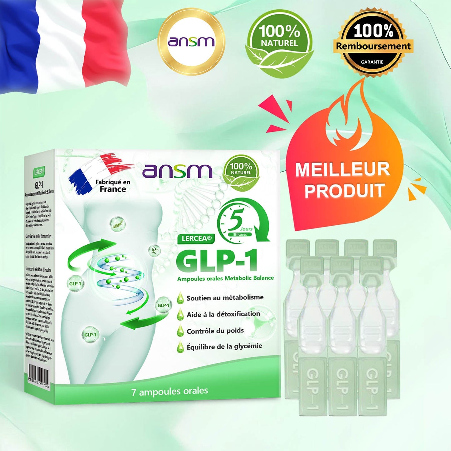 𝐋𝐄𝑹𝑪𝐄𝐀® Ampoules Orales Équilibre Métabolique GLP-1👨⚕️ Obésité, maladies cardiovasculaires, diabète, apnée du sommeil, troubles articulaires et autres affections💎