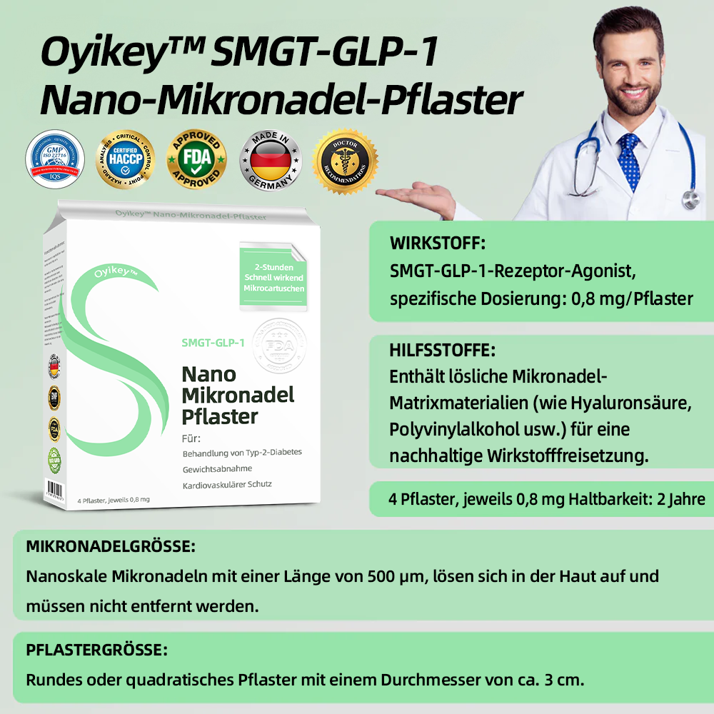 👨⚕️𝐋𝐞𝐫𝐜𝐞𝐚®SMGT-GLP-1 Nano-Mikronadel-Pflaster(Schmerzfrei, lang anhaltend, gegen Diabetes, Fettleibigkeit und Herz-Kreislauf-Erkrankungen)