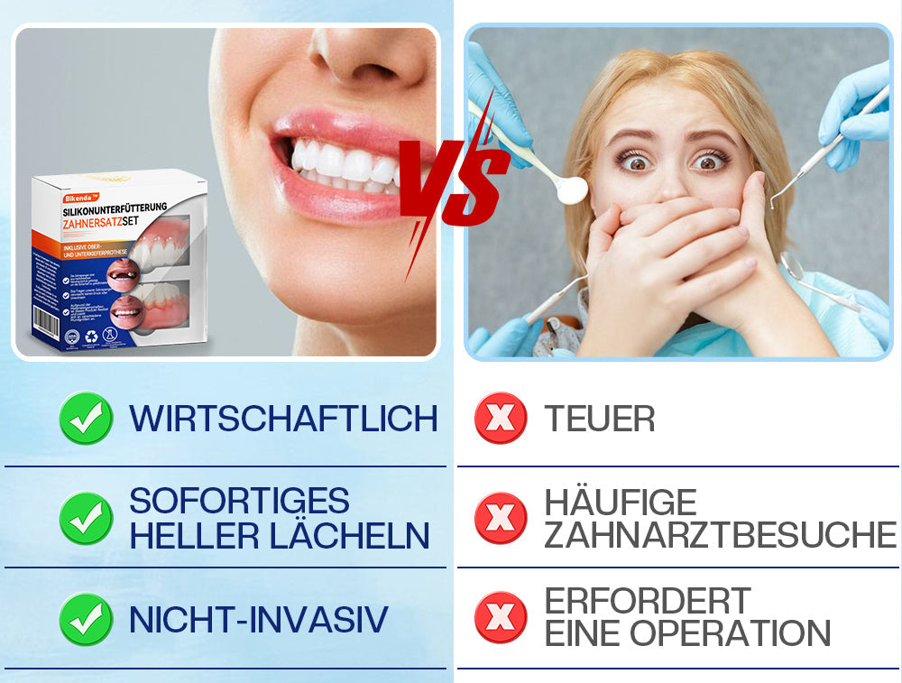Bikenda™ Silikon-Zahnprothesen-Reline-set 🎁(👩🔬Empfohlen von Ärzten der Deutschen Zahnärztekammer (DGZMK))