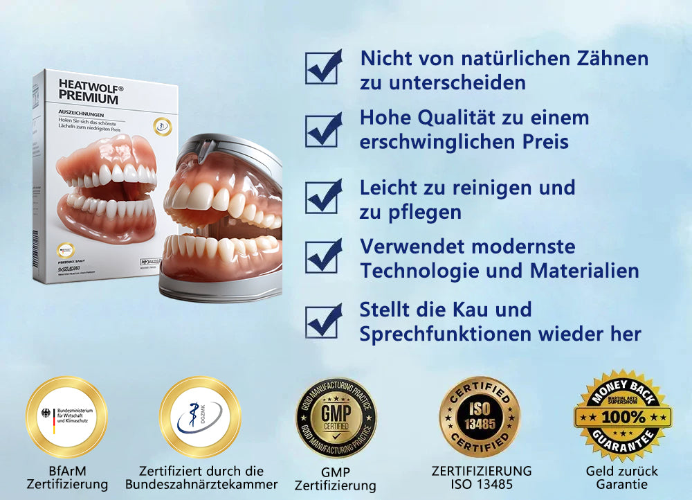𝐇𝐄𝐀𝐓𝐖𝐎𝐋𝐅®🦷Fortgeschrittenes maßgeschneidertes Vollprothesenset🦷 zertifiziert und entwickelt in Zusammenarbeit mit der Deutschen Gesellschaft für Zahn-Mund- und Kieferheilkunde (DGZMK)