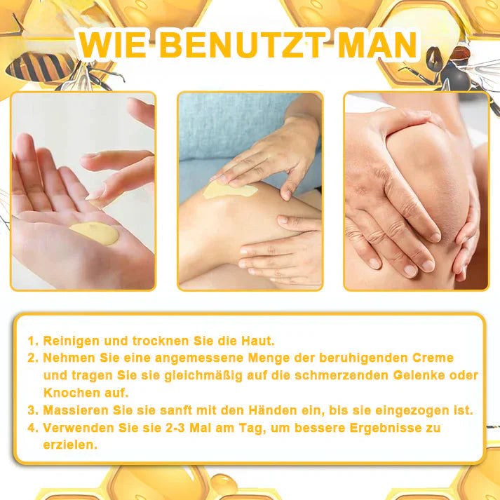 Aeehfeng™ 🎁Bienengift-Schmerzlinderungs Knochenheilungs Creme 👨‍⚕️Deutsch (BfArM) genehmigt(Reduzierung von Gelenkschwellungen, Schmerzen, Steifheit, Rötungen, Wärme, Muskelkater und Gelenkmüdigkeit)